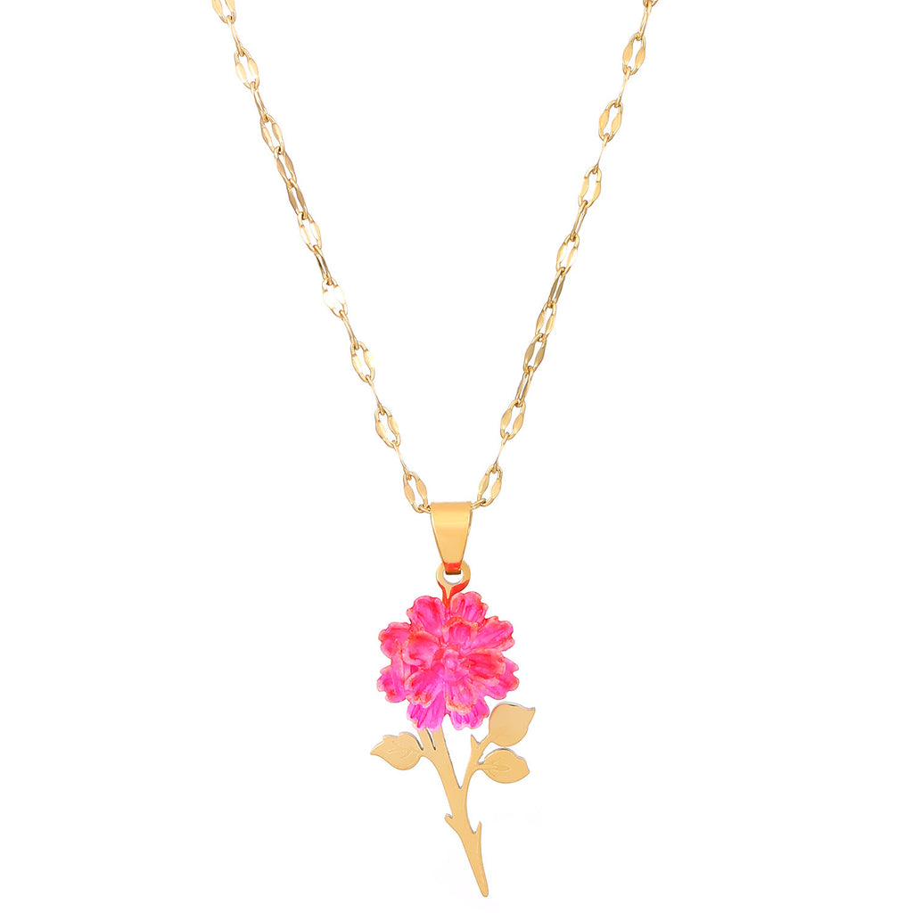 Rose Titanium Steel Necklace Female Niche