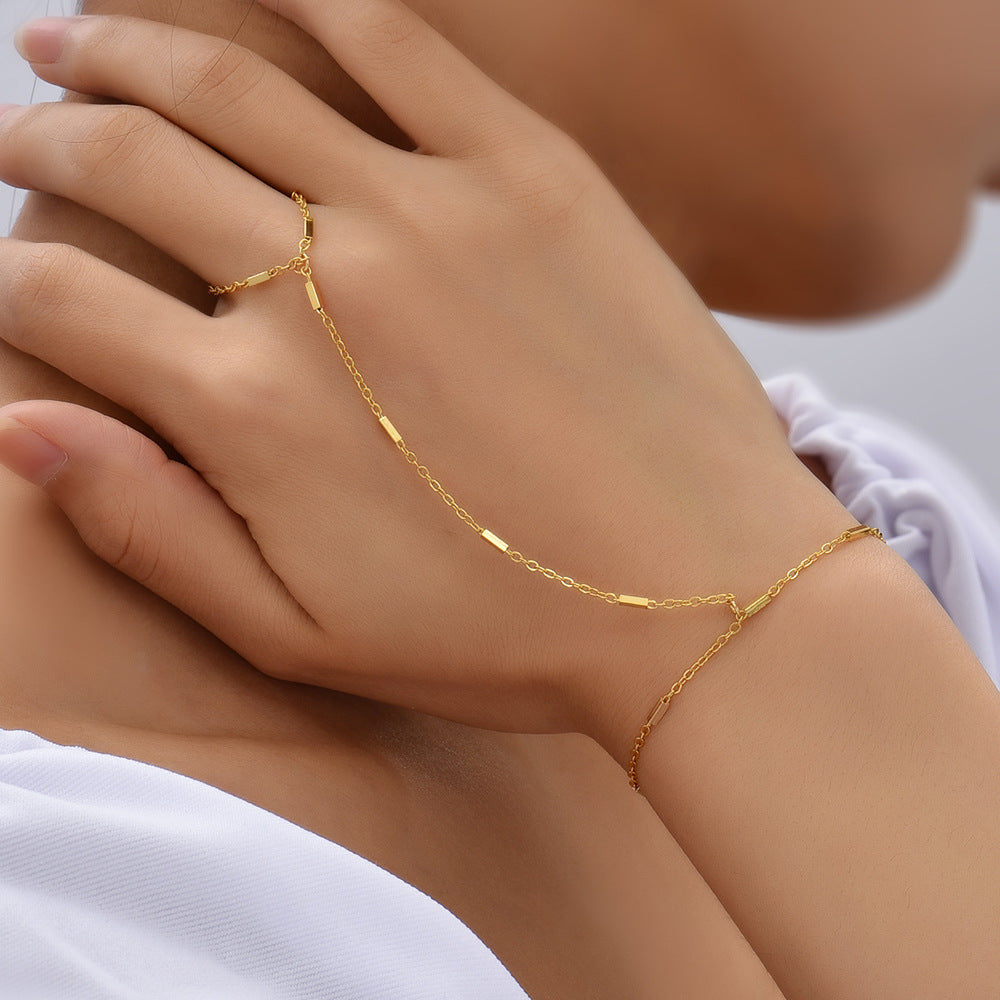 Women's Beach Ring Bracelet Integrated Chain