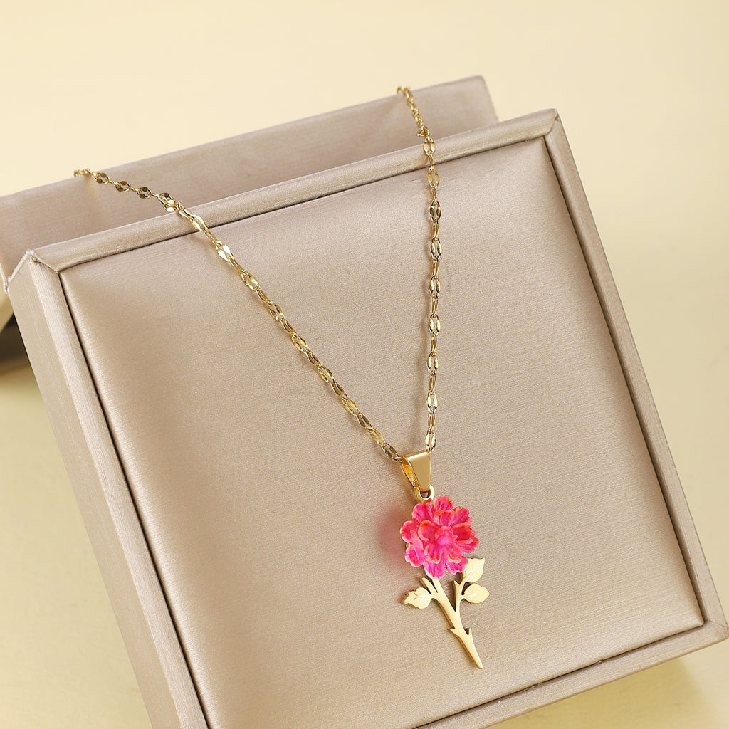Rose Titanium Steel Necklace Female Niche