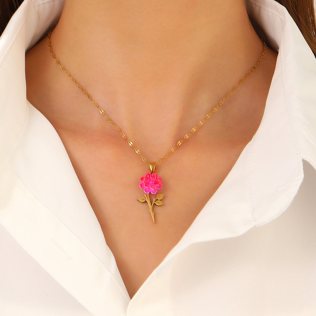 Rose Titanium Steel Necklace Female Niche